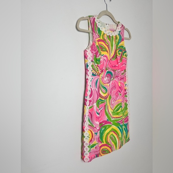Lily Pulitzer Pink Print All Nighter Sleeveless Lace Trim Mila Shift Dress Sz 00 - Picture 6 of 13